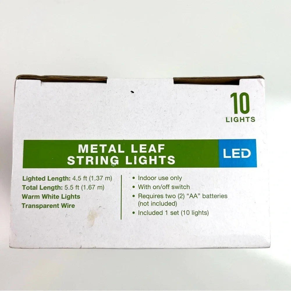 Garden Party Leaf LED String Light Set 5.5 feet Indoor Decorative Lights New